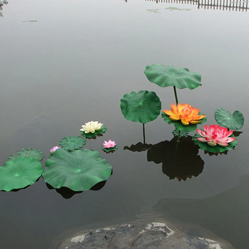 Artificial Floating Lotus Leaves Fake Foliage Plant 10/15/18/28/40cm EVA Green Round Lotus Leaf Garden Pond Pool Decor