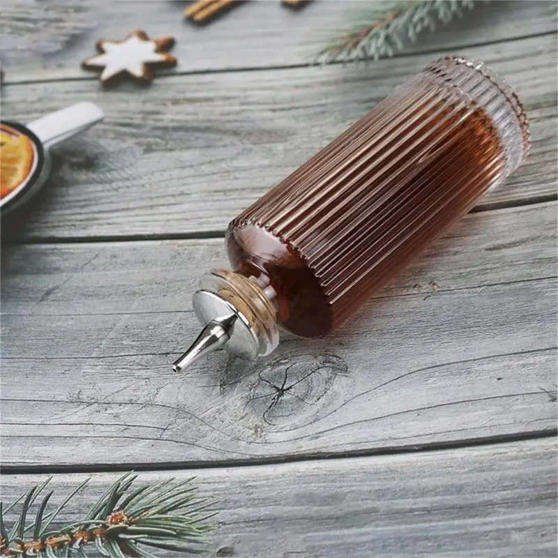 Elegant Oval Striped Glass Bottle 90ml For Absinthe With Delicate Gold Lid Liquor Container Perfect For Home Pubs Decors 87HA