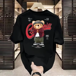 Summer Men's T-shirt American Cotton Breathable Sports Shirt Harajuku High Street Men's Clothing Black O Neck Printed Tees 2025