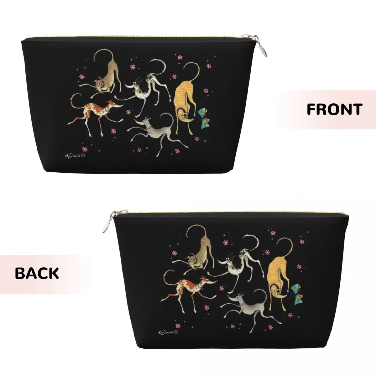 Custom Travel Garden Party Greyhounds Lurcher Toiletry Bag  Whippet Sighthound Dog Cosmetic Makeup Organizer Beauty Storage