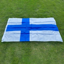 aerlxemrbrae  Finland Flag Large 90*150cm  Polyester Finnish National Banner Indoor Outdoor