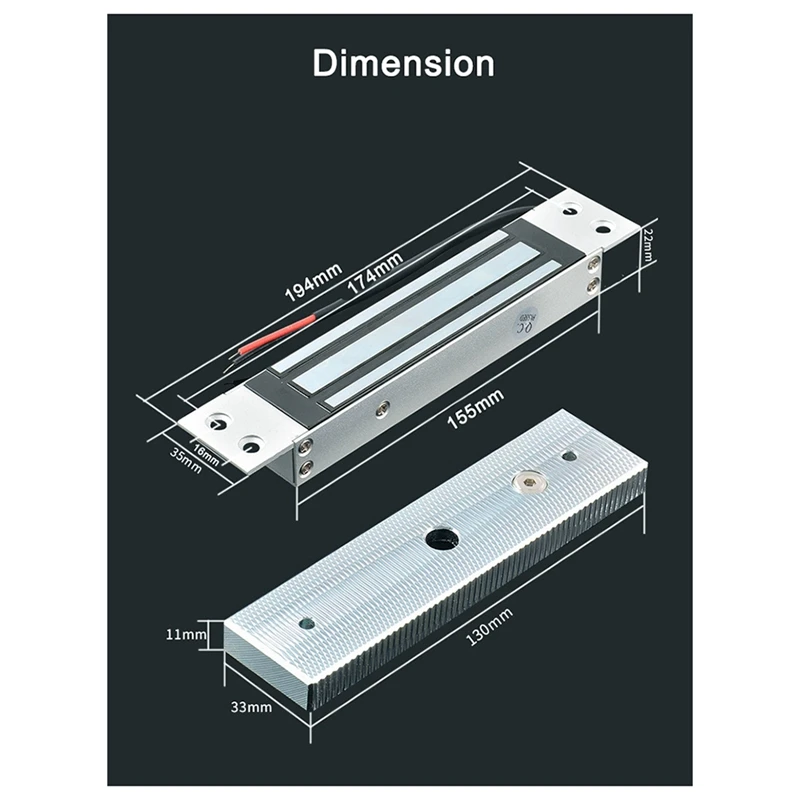 DC12V Electromagnetic Magnetic Lock 180Kg Holding Force Concealed Embedded Installation