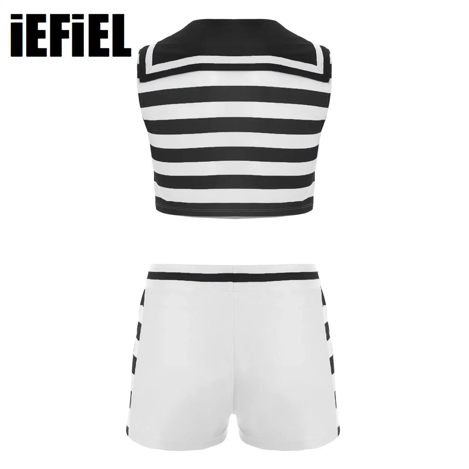 

Men Navy Sailor Uniform Halloween Cosplay Navy Sailor Costume Sleeveless Crop Tank Tops with Boxer Shorts Outfits Fancy Dress Up