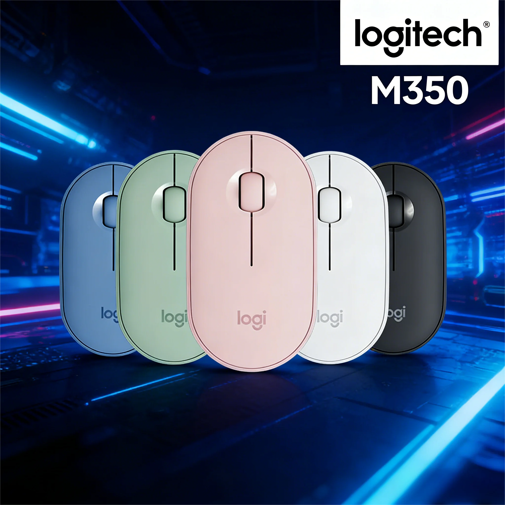 

Беспроводная мышь Logitech M350, Bluetooth + USB, тонкая портативная, прочная батарея для офиса, игр и настольных ПК