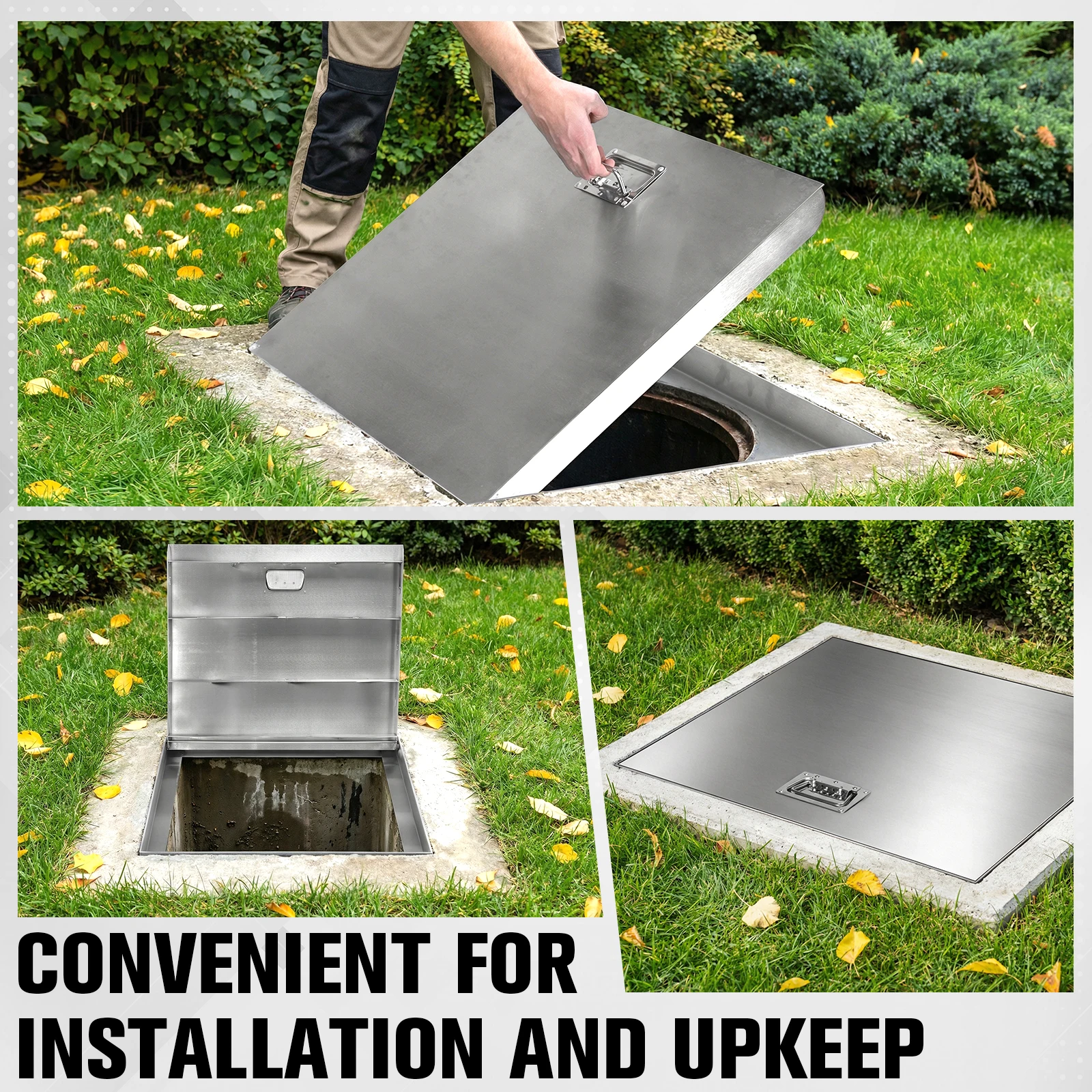 

Инспекционный люк из нержавеющей стали для душевых систем, 26.97x23.62 дюйма, сверхпрочная металлическая крышка с ручкой для подъездных путей, бетонных покрытий и дворов