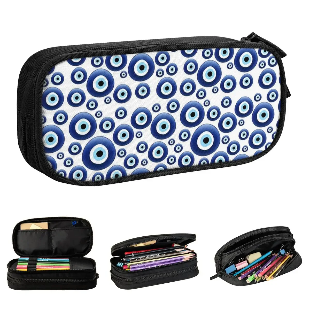 

New Mediterranean Evil Eye Protection Pencil Cases Box Pen for Student Large Bag School Supplies Zipper Stationery