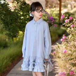 Baby Kids School Outfits Girls Pink Dress Kids Party Dresses Spring Autumn Long Sleeve Children's Clothing 7 6 8 10 12 13 Years