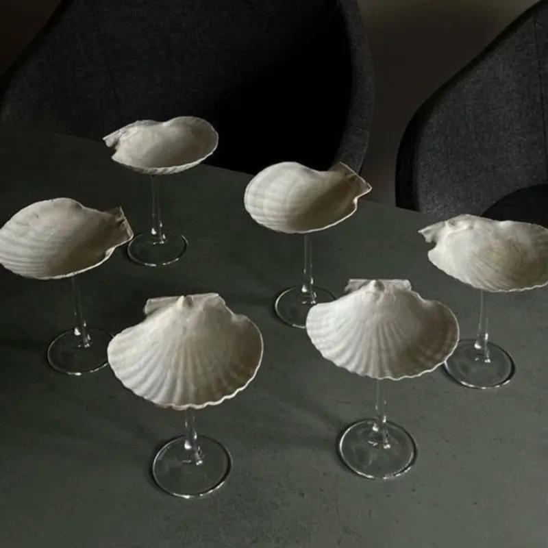 Handmade Natural Conch Shell Dessert Tray Creative Wedding Party Display Cocktail Cup Unique Wine Glass for Entertaining