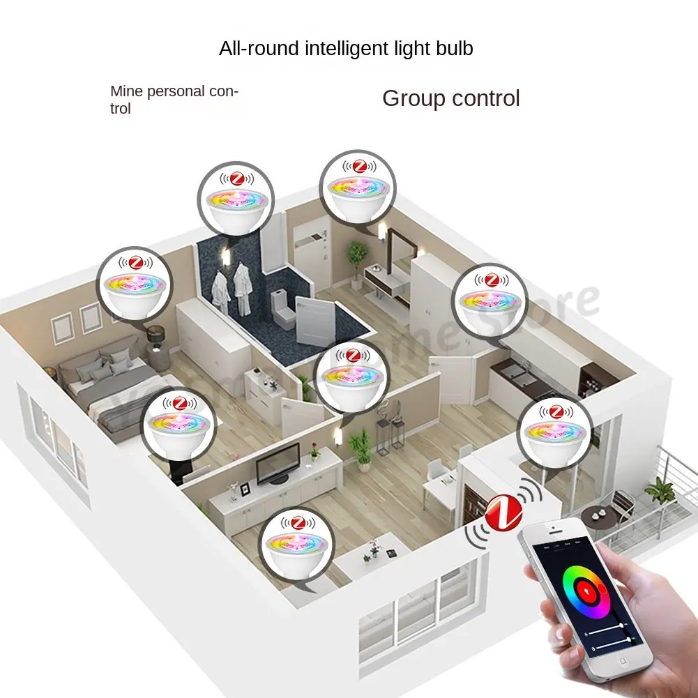 Граффити Zigbee Интеллектуальный светодиодный прожектор RGBWW лампочка с затемнением 5 Вт широкое давление GU10 интерфейс лампы чашки