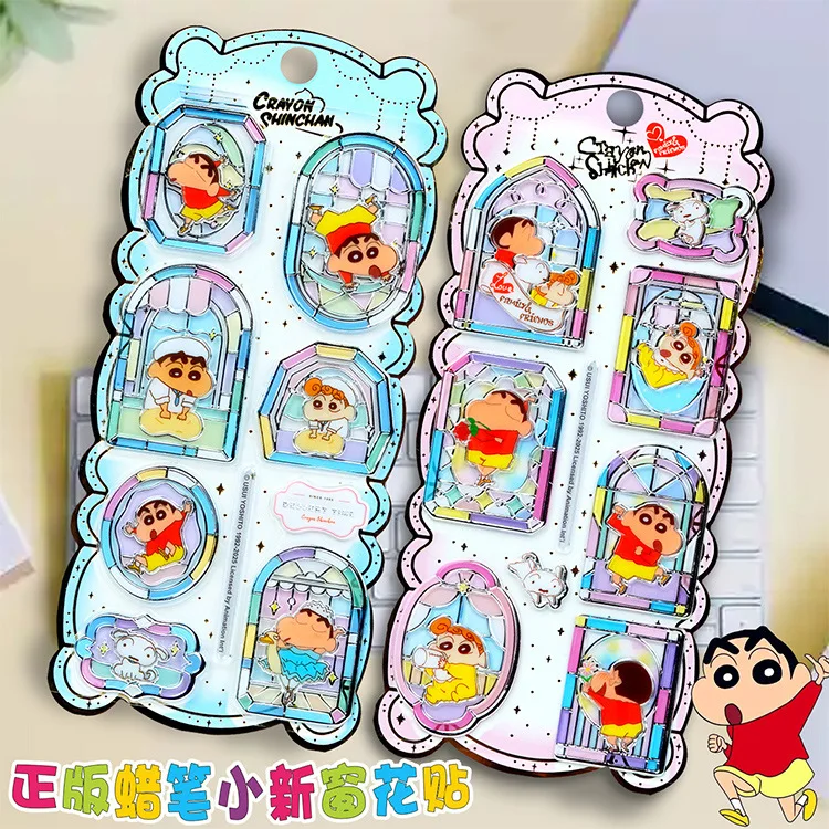 Autocollant en verre pour fenêtre en cristal de crayon 3D en relief Shin-chan, autocollant esthétique mignon à faire soi-même pour le scrapbooking, la décoration de coque de téléphone