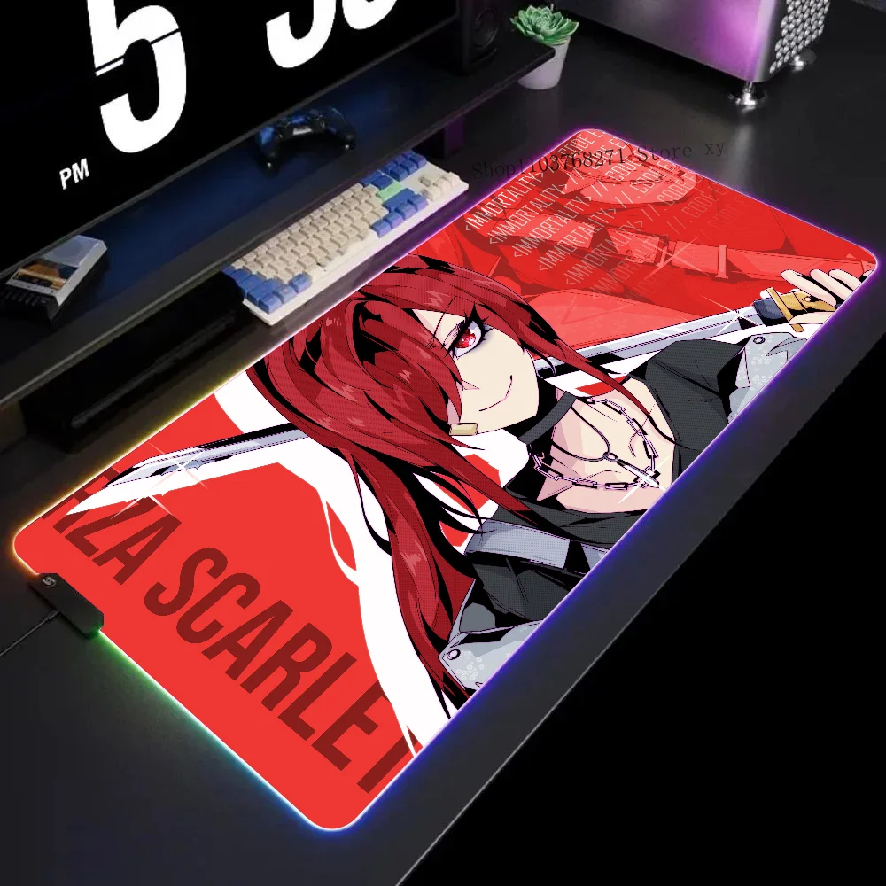 Erza Scarlet Streetwear Mousepad XXL RGB Gaming Mouse Pads HD Black Gamer Accessories Large LED