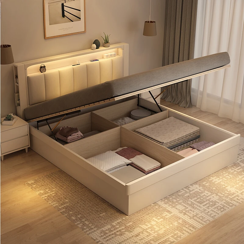 

Master Bedroom Custom Made Bed Frame Solid Wood Safe Confortable Bed New Chinese Classic Cama De Casal Space Saving Furniture