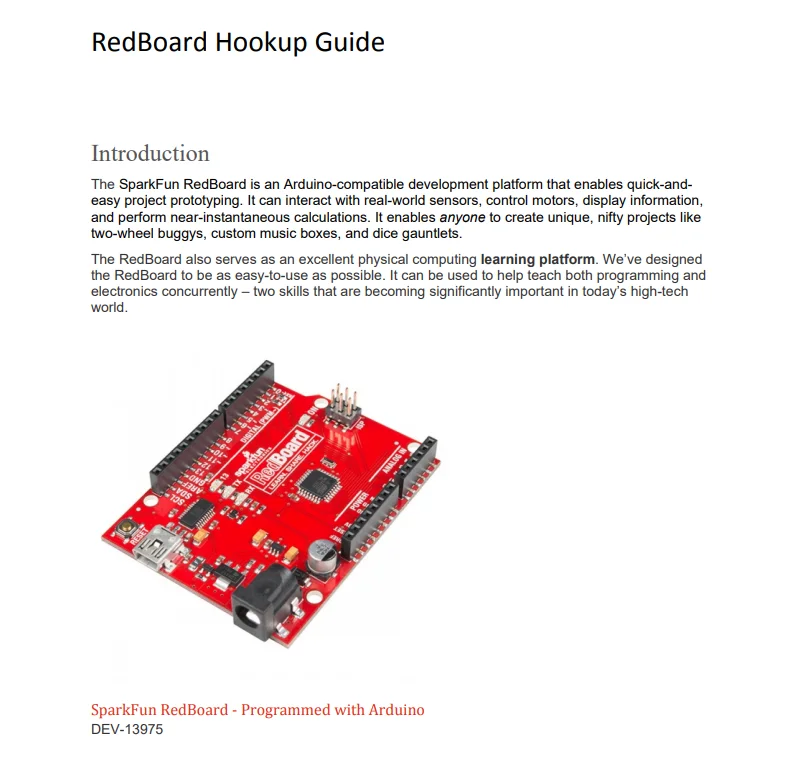 DEV-13975 AVR RedBoard Programmed Evaluation Boards Development Tools