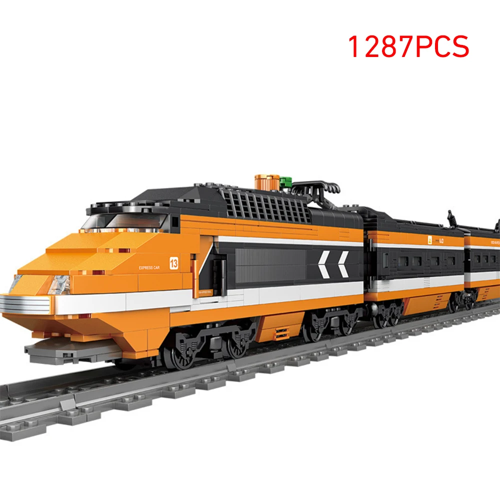 Treno ferroviario tecnico da città ad alta velocità con binari Building Block 78 cm Veicolo ad alta tecnologia Toy-run, ideale per ragazzi Regalo Happy Time