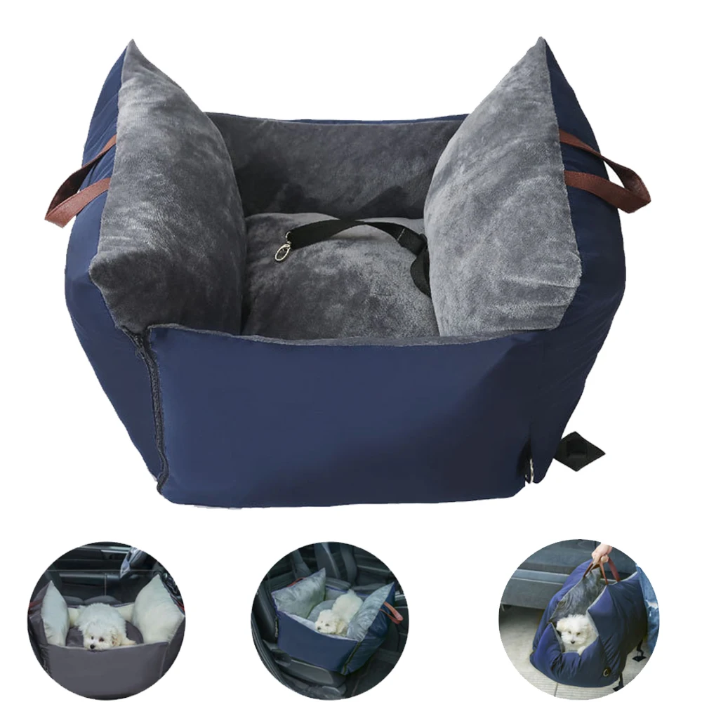 Asiento de coche grueso para mascotas, bolso de viaje desmontable y lavable, Ultra suave, portátil, cama de viaje para gatos y perros, suministros