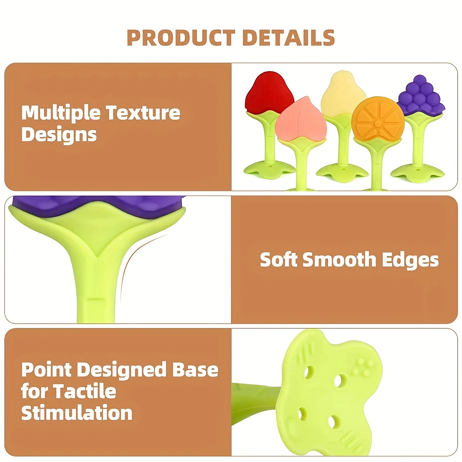 1 PCS Baby Teething Toys, Soft  Silicone Fruit Baby Teethers, Fruit Shape Soothe Babies Gums, Teeth Babies Accessories