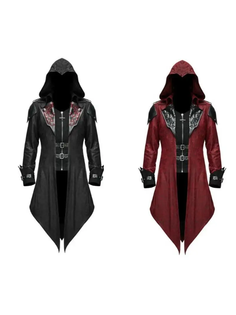 New Premium Medieval Cosplay Halloween Vintage Patchwork Jacket Gothic Assassin Chinese Production Ladies Ethnic Stage Costume