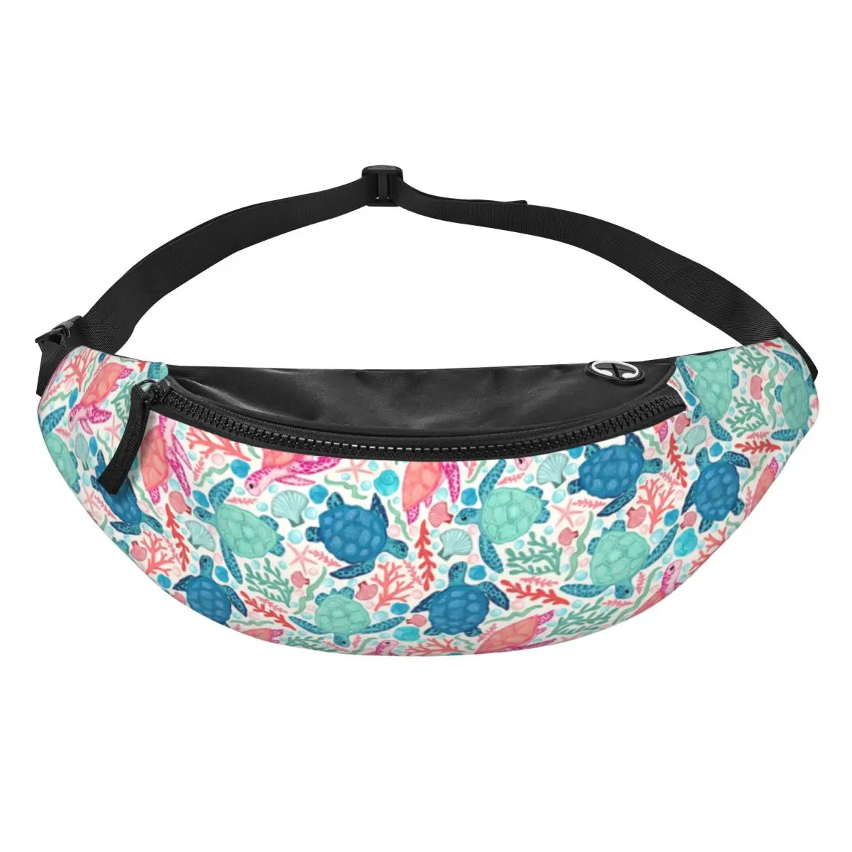 Custom Fashion Beach Turtles Fanny Pack Men Women Sea Turtle Crossbody Waist Bag for Camping Biking Phone Money Pouch