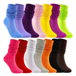 2023 Socks Scrunchy Loose Slouch For Women Long Candy Colors Stacked Chunky Cotton Ladies Girls Casual Knee High Boot Sock Stree