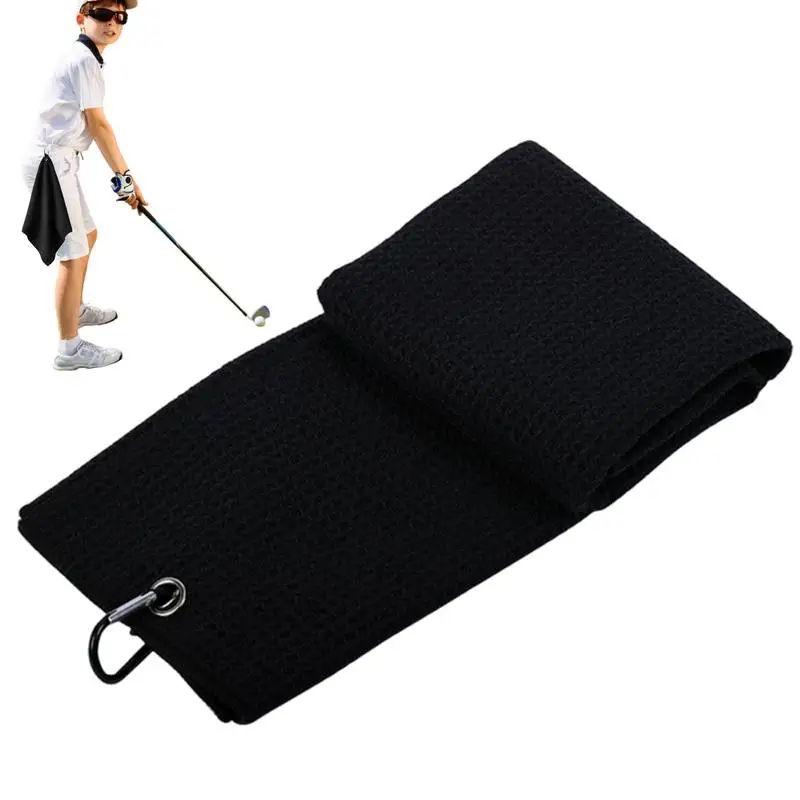 Golf Towels For Golf Bags 23.6 X 15.7 Inches Waffle Pattern Microfiber Towel Golfers Club Groove Cleaning Fabric With Carabiner