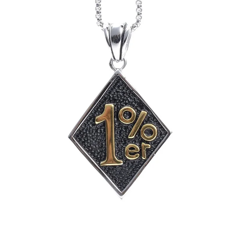 Men Silver color 316L Stainless Steel 1%ER Motorcycle Club Biker Pendant Men\'s Jewelry