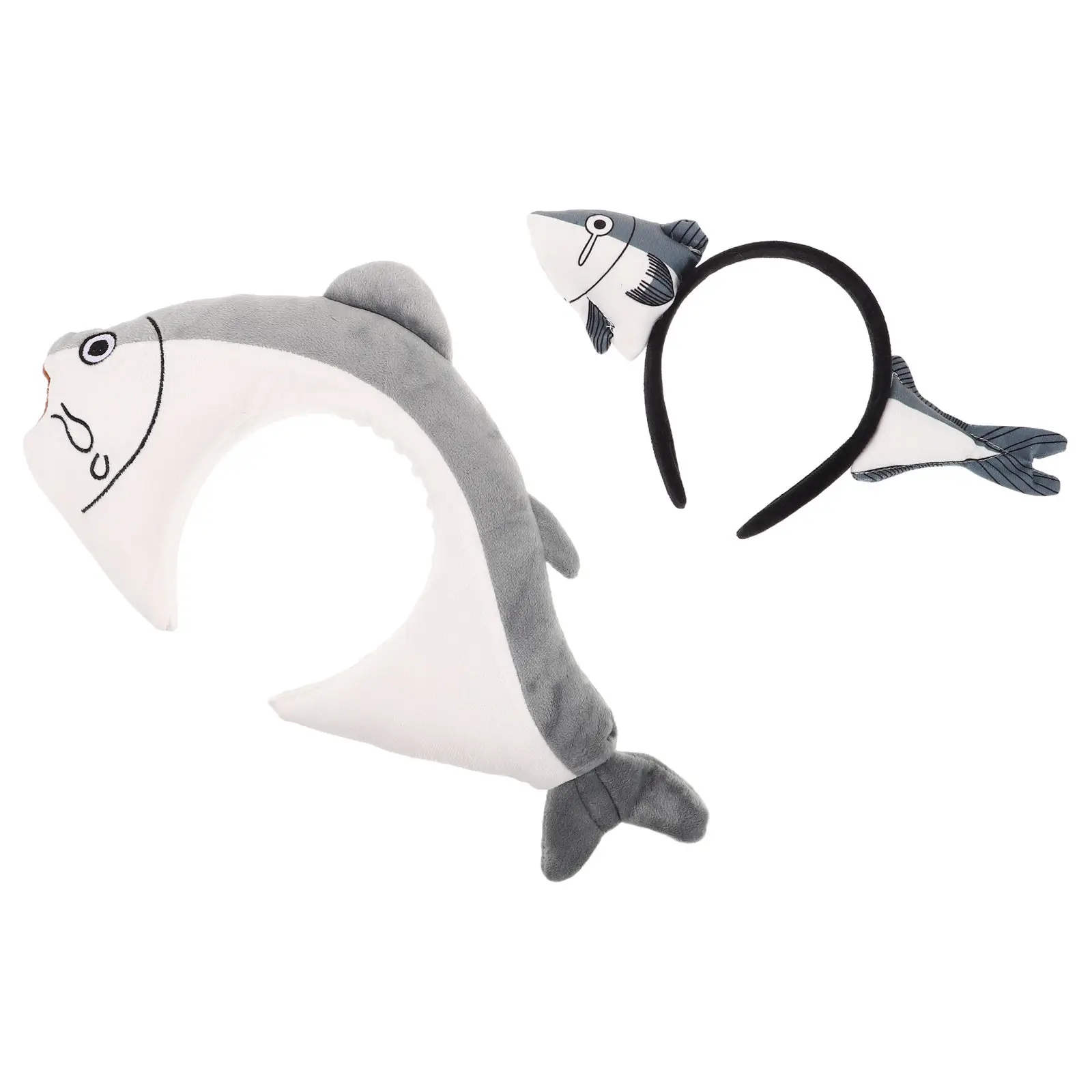 2Pcs Salted Fish Headband Set Funny Cartoon Sea Animal Hair Hoop for Halloween Costume Party Cosplay Spa Event Women