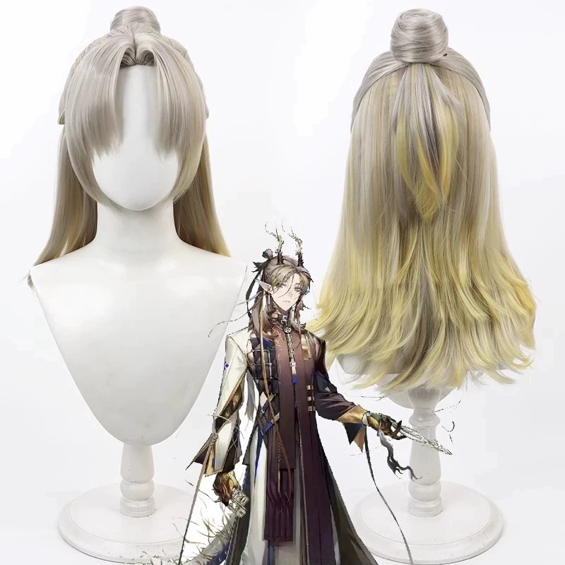 Arknights Ji Shu Cosplay Wig Heat Resistant Synthetic Hair Halloween Party Role Play + Wig Cap