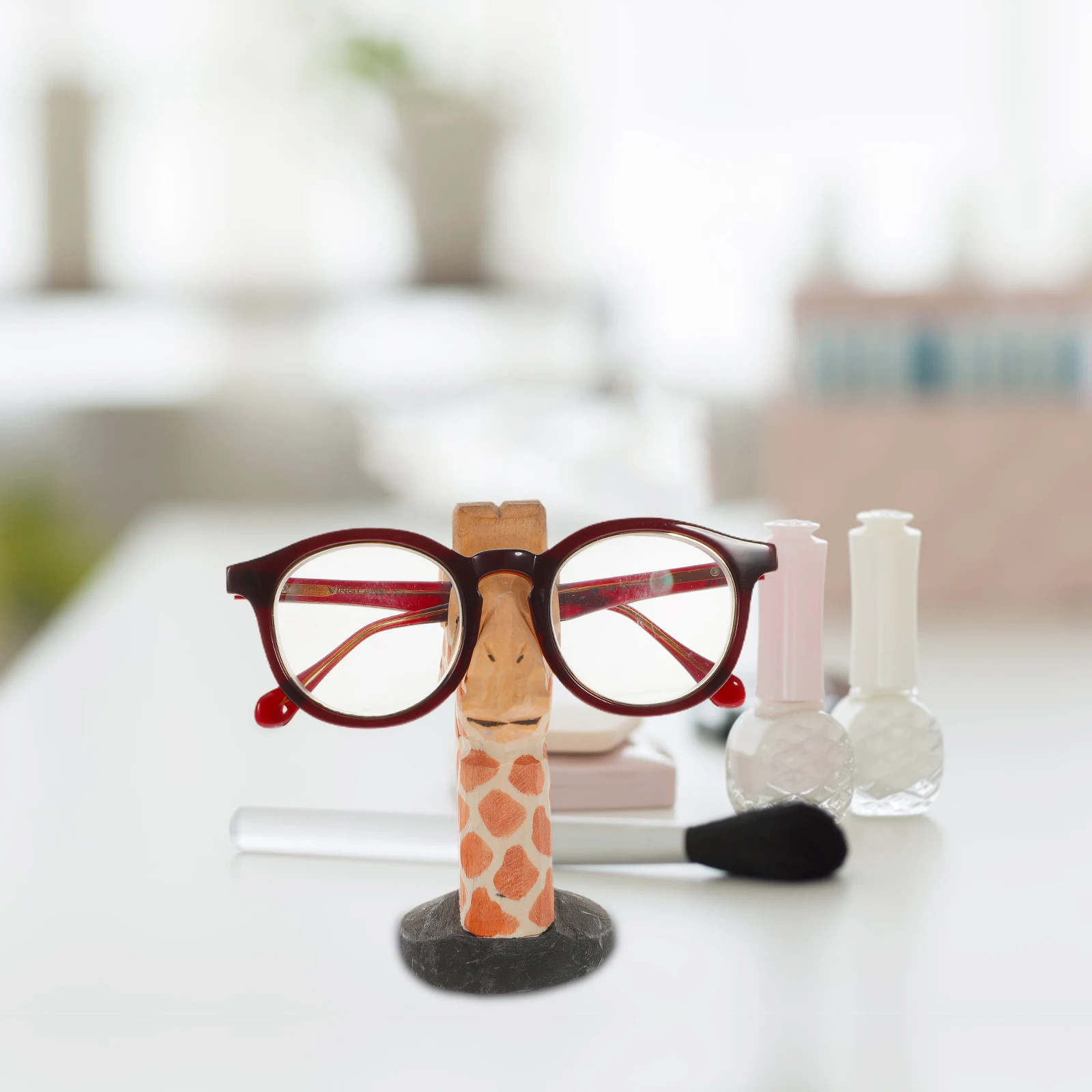 

Деревянные очки St, держатель для очков в форме животного, декор для рабочего стола, деревенский материал, идеальный подарок, стабильный дизайн с канавками, подходит