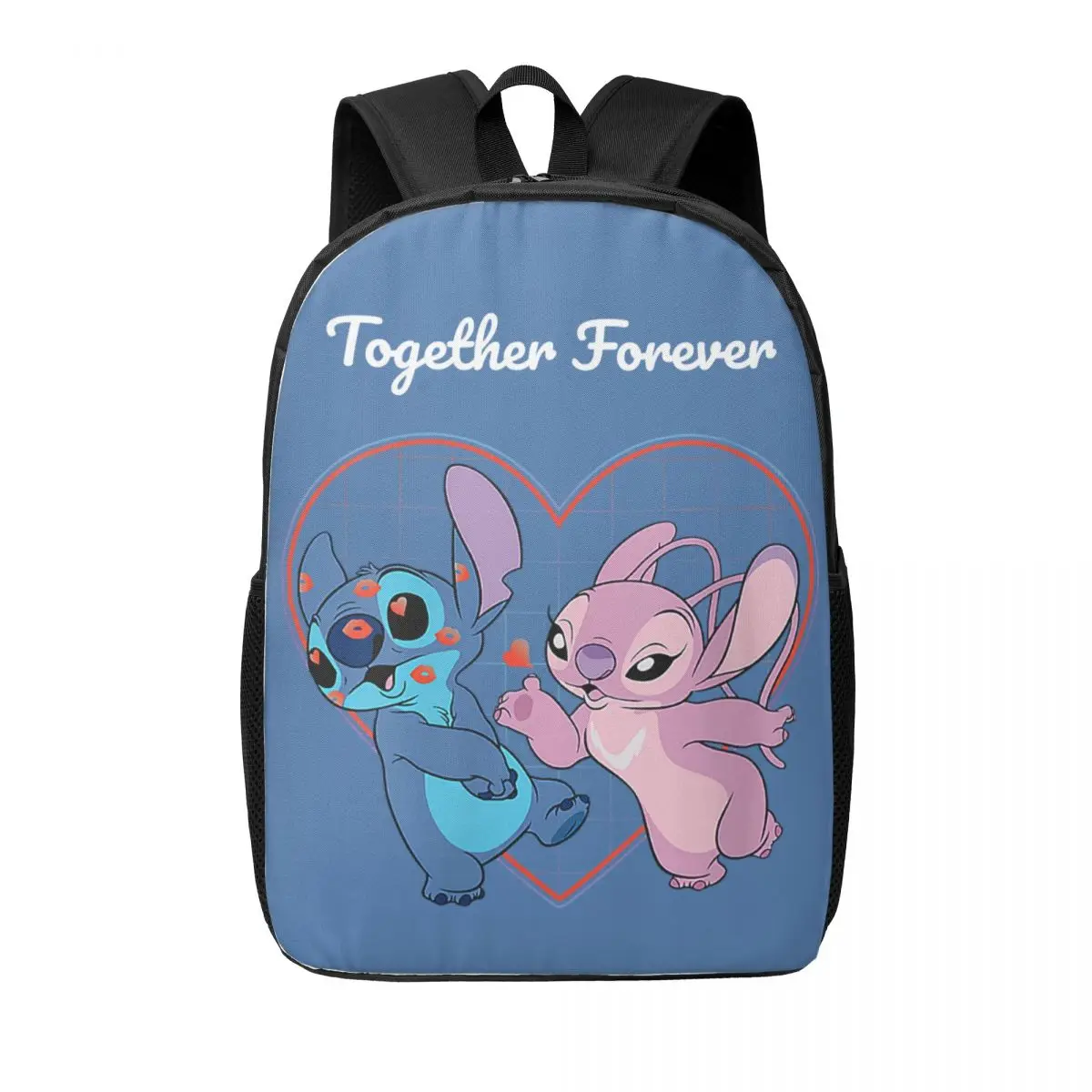 Custom Stitch Lilo Angel Heart Kisses Laptop Backpack Men Women Casual Bookbag for School College Students Bags