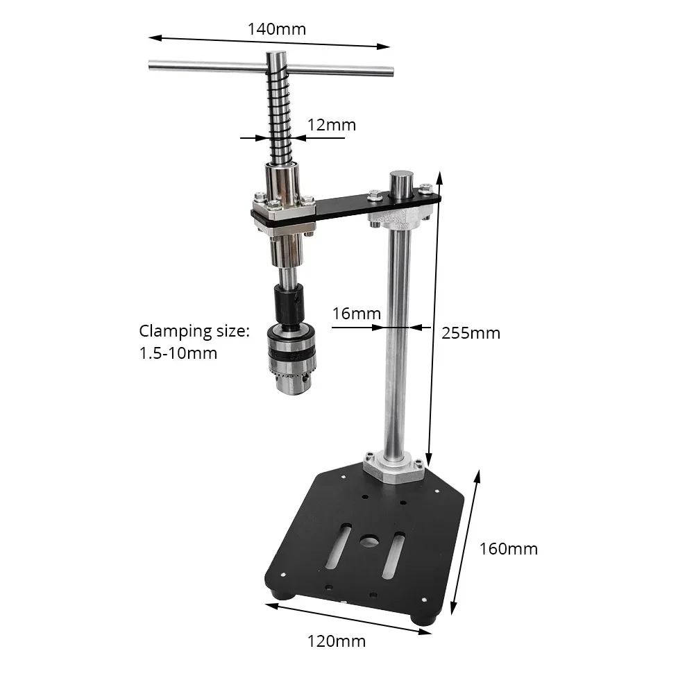 Máquina de taladrar Manual, pequeño tapper Vertical de escritorio, mango en T ajustable, llave de soporte de grifo B12, portabrocas de 1,5-10MM