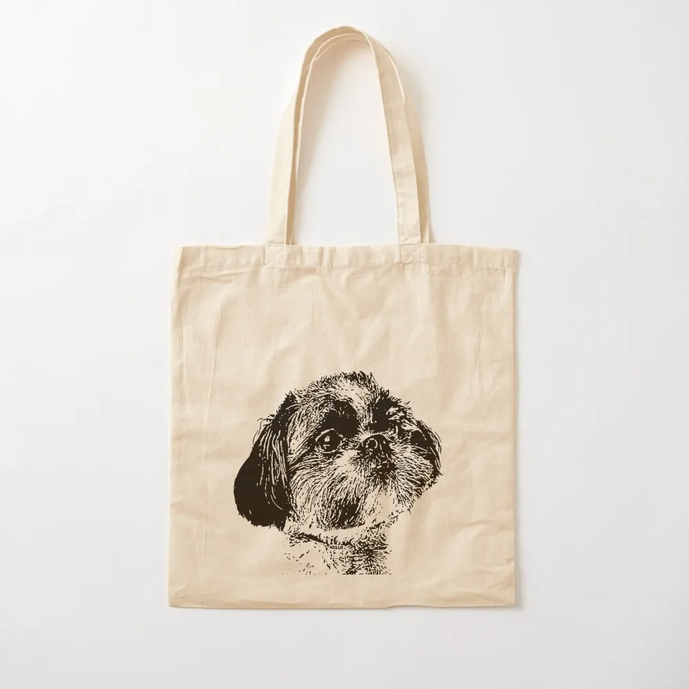 Cute Shih Tzu Puppy Dog Pen and Ink art Tote Bag Lady bags tote bag men Women's bags Canvas Tote Bag