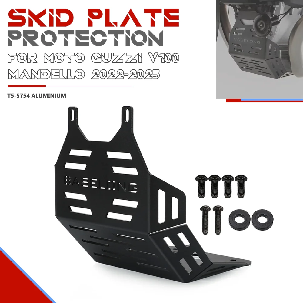 For Moto Guzzi V100 Mandello V100 S 2022-2025 Motorcycle Chassis Expedition Skid Plate Engine Chassis Protective Cover Guard