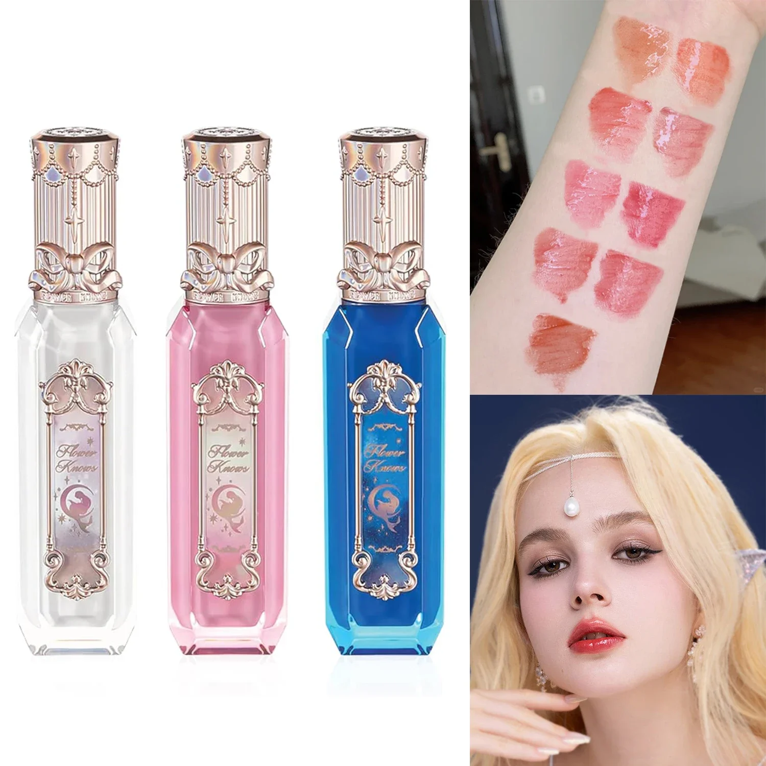 

Flower Knows Moonlight Mermaid Lip Gloss Hydrating Long Lasting Mirror Shine Glossy Lip Tint Liquid Lipstick for Women Makeup