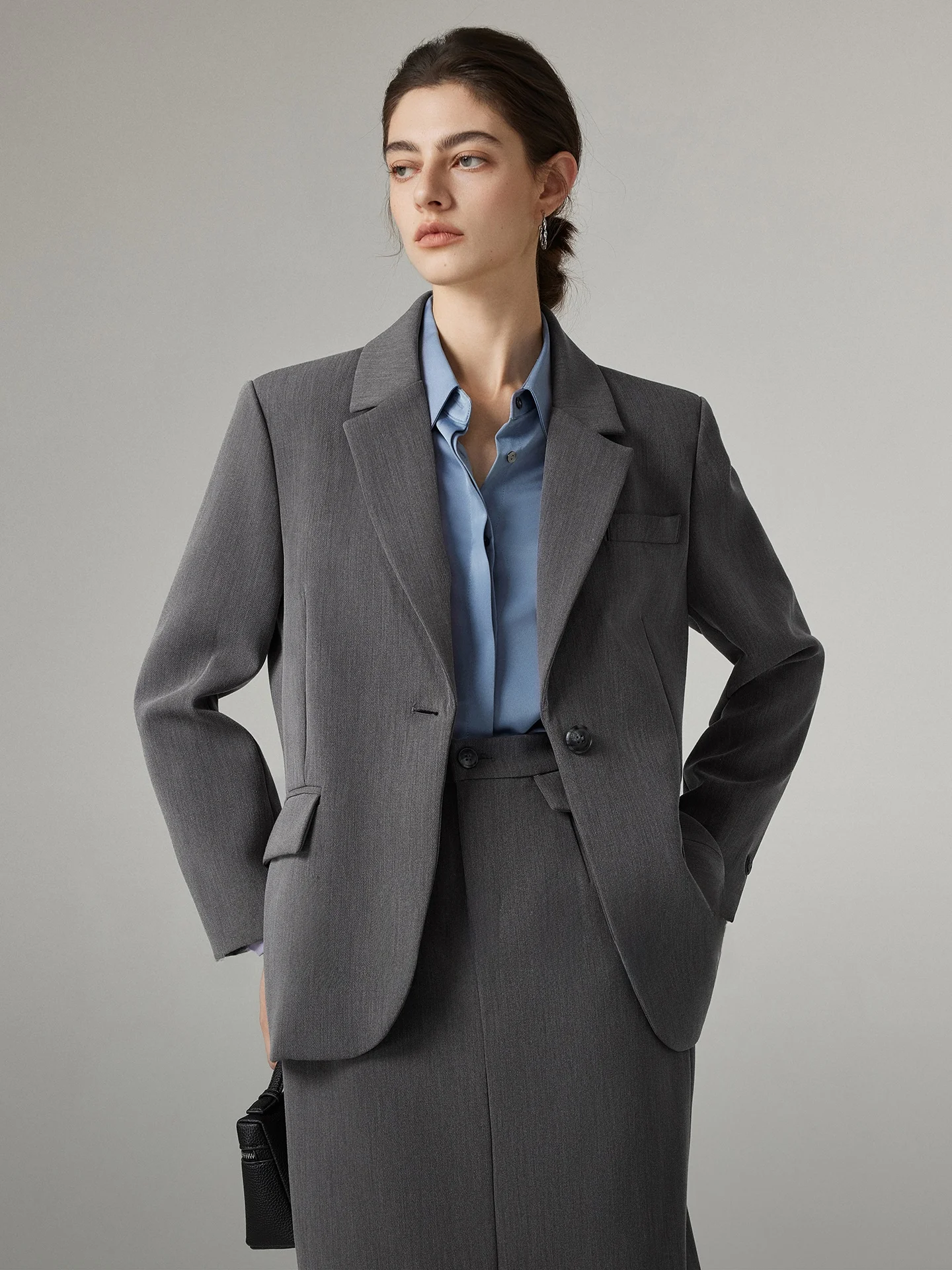 

Костюм Yake Home Professional: Женский деловой комплект для собеседований и работы, элегантный формальный костюм для весны и осени, серый пиджак и брюки