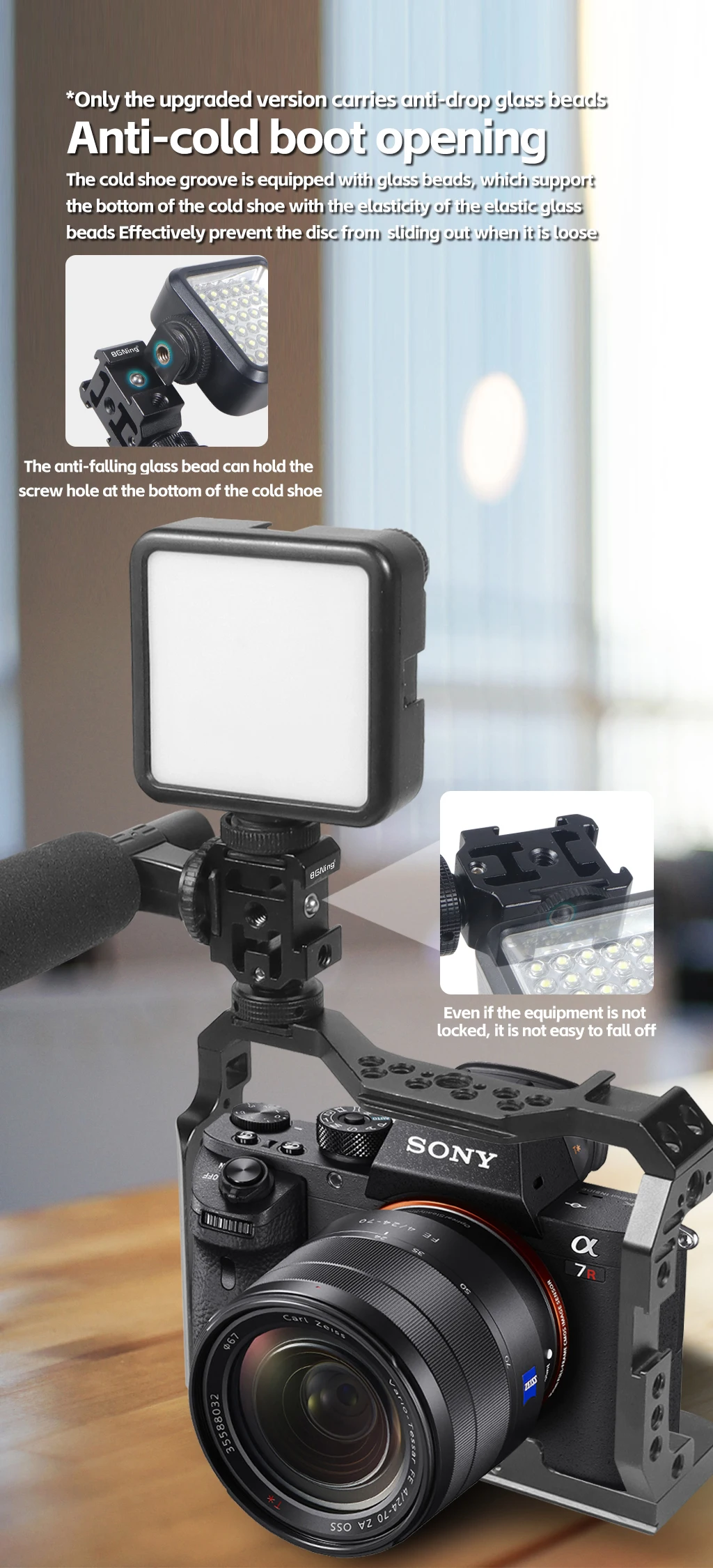 Triple Hot Cold Shoe Mount Adapter 1/4 Halter für Nikon Canon DJI MIC 2 SLR Stativ Mikrofon Licht Audio Recorder Ständer Halterung – Detail 2