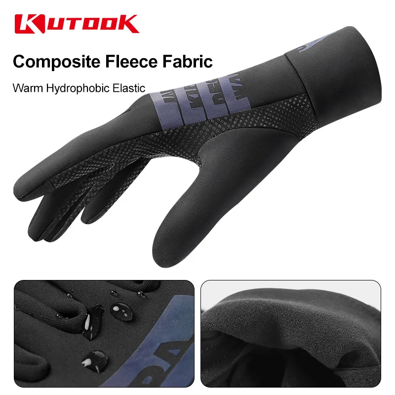 

KUTOOK Unisex Full Finger Gloves Shock Absorption 2 Finger Touchscreen Running Cycling Multi-Functional Professional Accessories