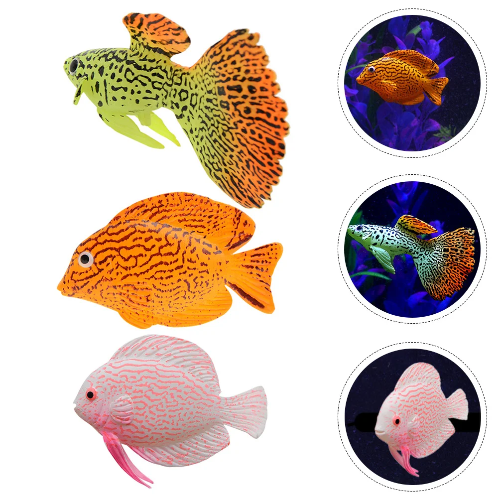 3 stks Simulatie Tropische Mini Levensechte Aquarium Decoratie Premium Siliconen Nep Voor Aquarium Kunstmatige Drijvende Vis Huisdier