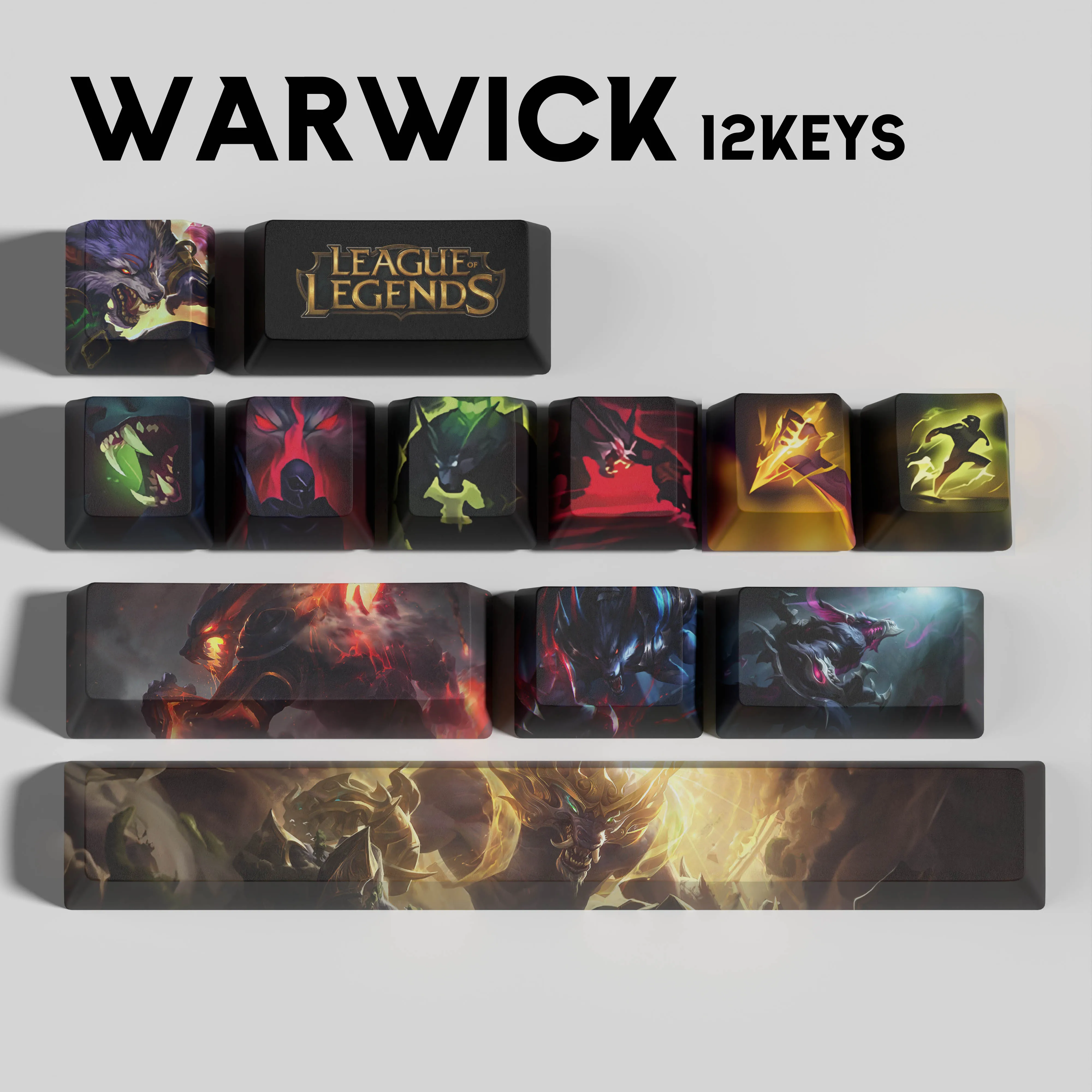 Warwick keycaps League of Legends keycaps  game keycaps OEM Profile 10keys PBT dye sub keycaps