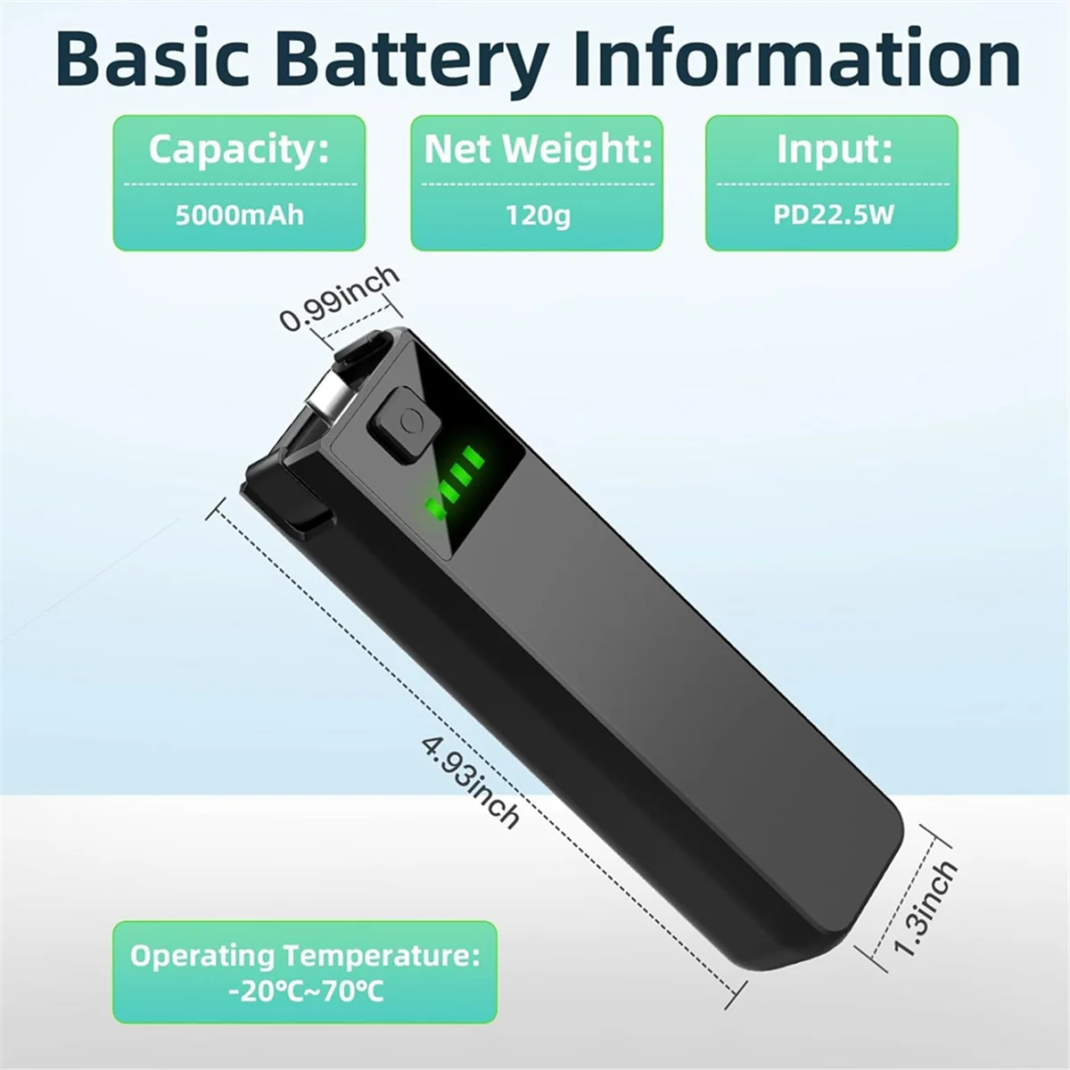 A06RP Battery Handle Compatible with Dji Osmo Pocket 3, Fast Charging 5000mAh Battery Portable Osmo Pocket 3 Battery Handle