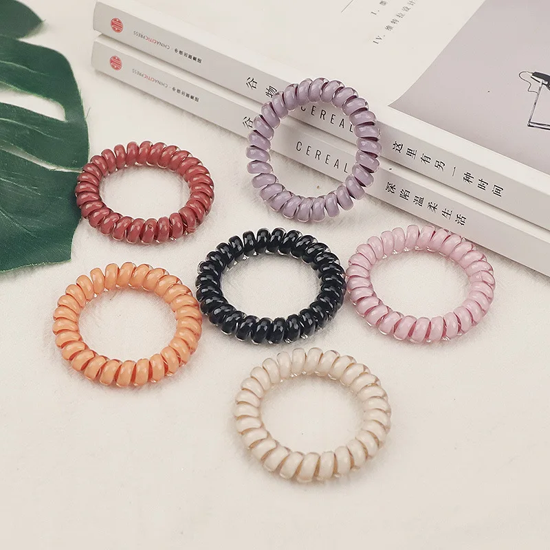 6pcs Solid Color Spiral Cord Hair Bands Seamless Stretchy Screw Hair Ties Quality Elastic Hair Bands Ponytail Holder For Women