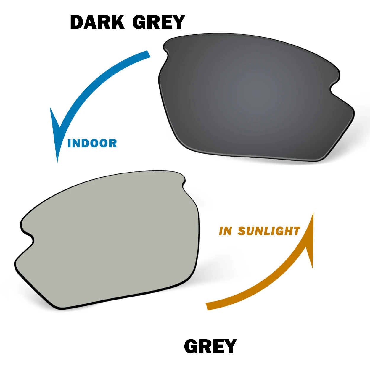 Auto to Dark Grey POLARIZED Replacement Lenses for Rudy Project Rydon Sunglasses 100% UV Protection