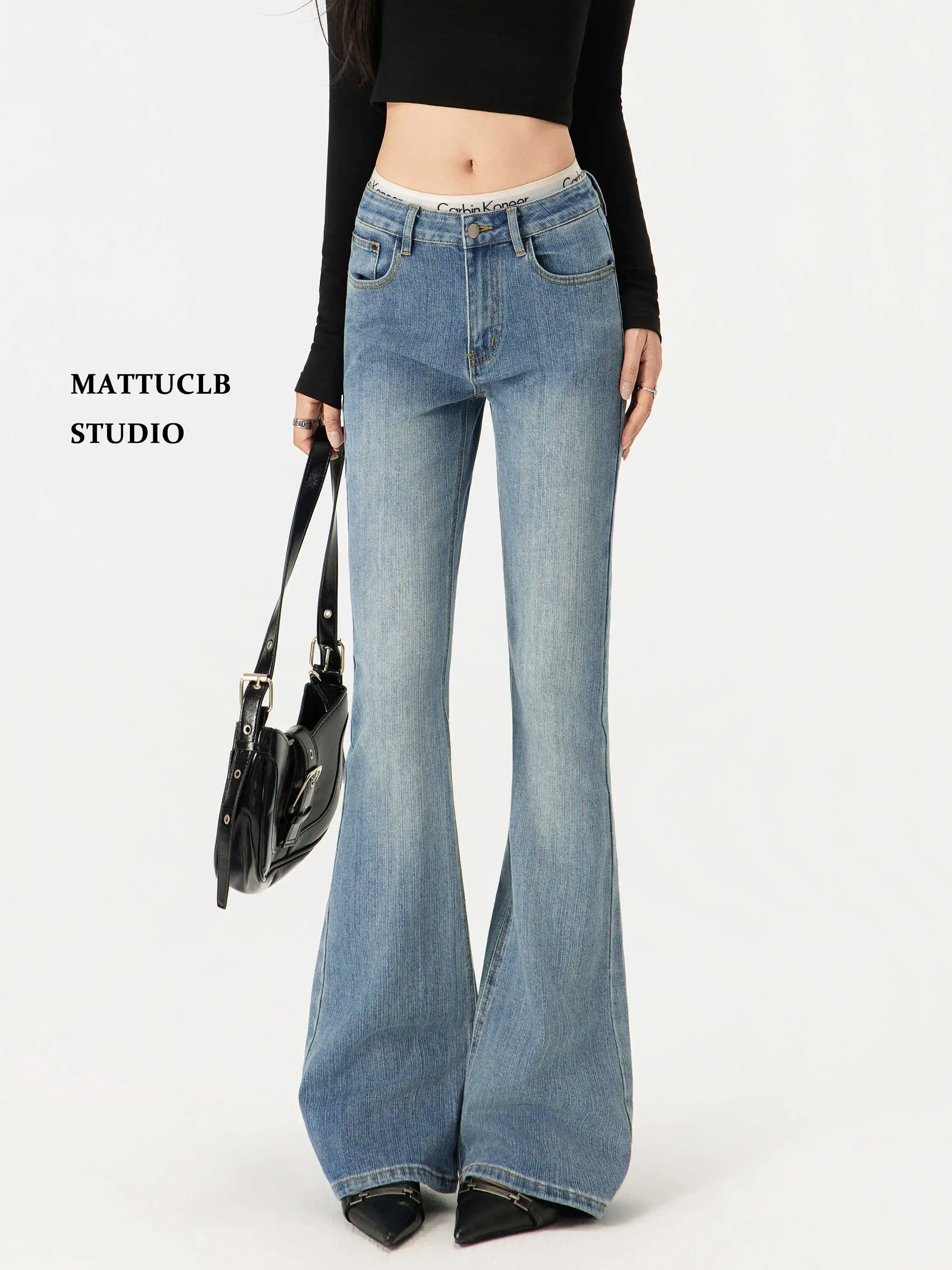 Damskie spodnie dżinsowe typu gyaru z niskim stanem i rozszerzanymi nogawkami, japońskie spodnie dżinsowe, Abi Y2k, amerykańskie retro, dzwonki, bootcut, grunge, Harajuku, lata 2000.