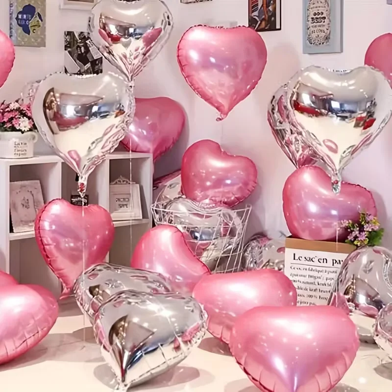 

40PCS Pink and silver Heart Shape Balloons DIY Arch Wreath Supplies for Valentine's Day Wedding Birthday Party Decoration