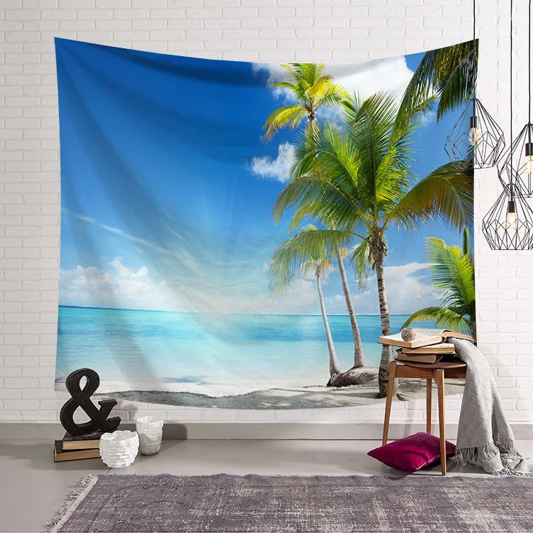 Tapestry wall hanging plant unique home decoration beach blanket polyester forest style decorative tapestry