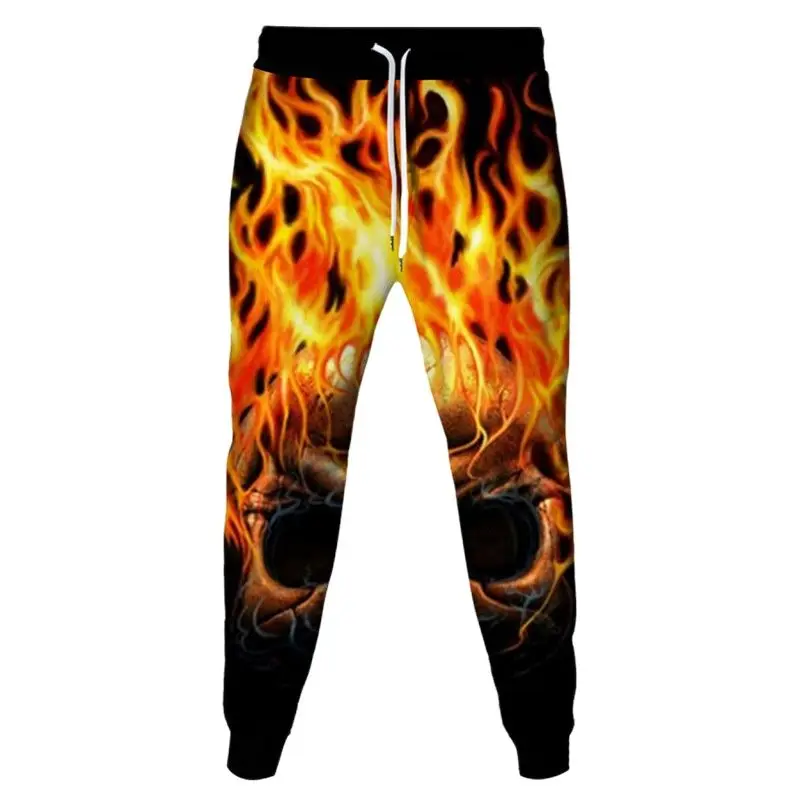 Men's Punk Style Flame Skull 3D Print Sweatpant Women Outdoor Casual Sport Jogging Pants Male Holloween Party Wear Trousers 6XL