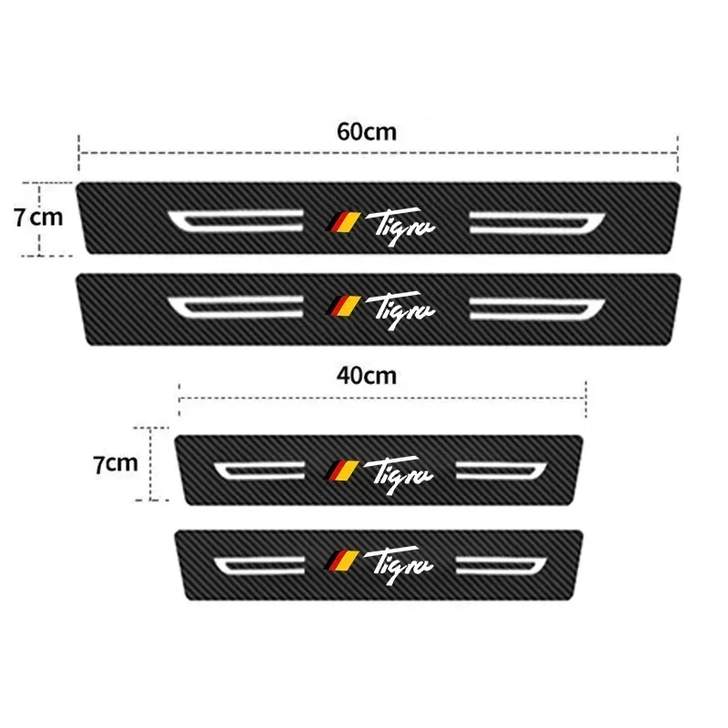 Car Door Sill Protector Scuff Plate Carbon Fiber Door Anti Scratch Cover for Opel Tigra 2023 Rear Trunk Bumper Threshold Guards