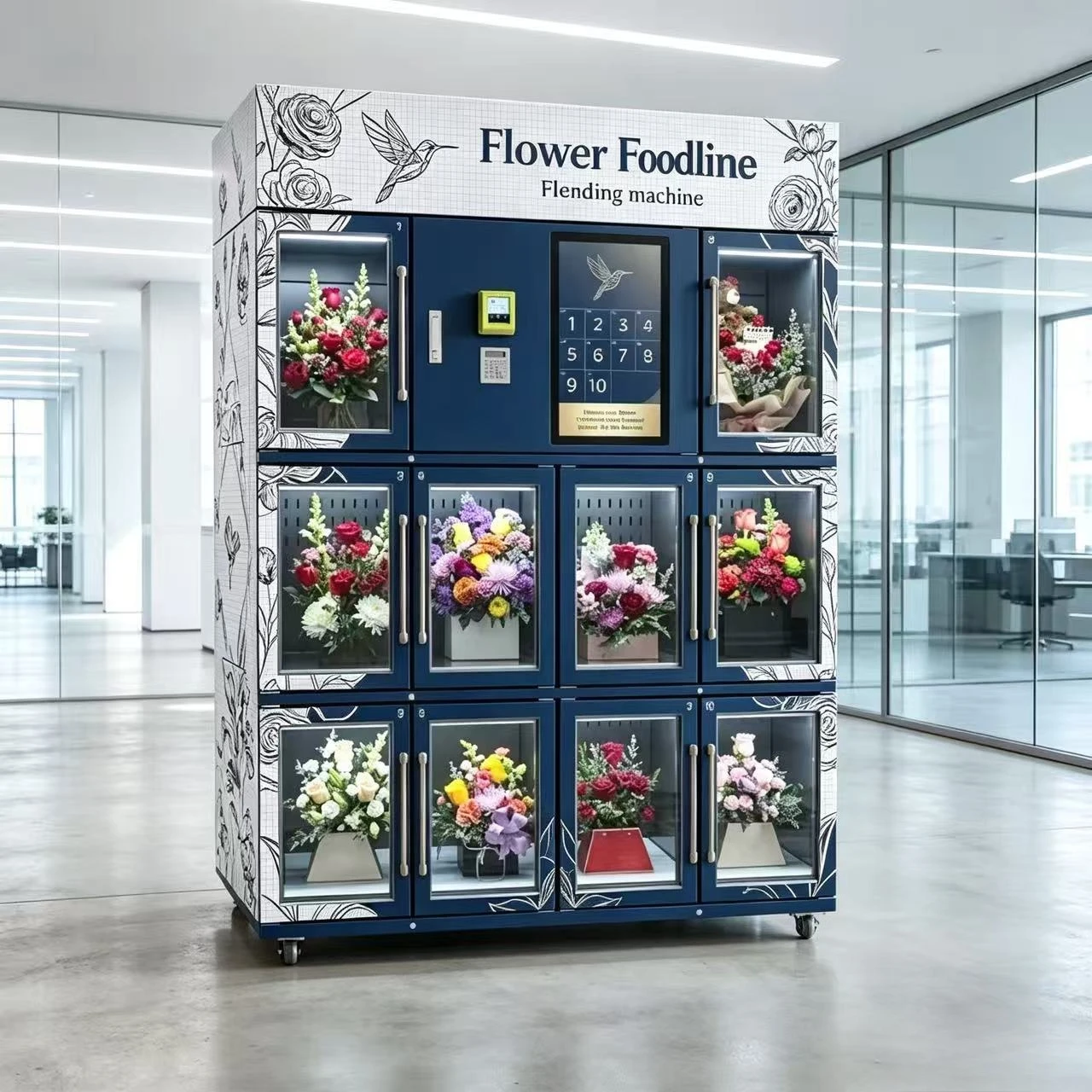 FL Customized Easy Operation Flower Vending Machine 24H Self Service QR Code Remote Monitor