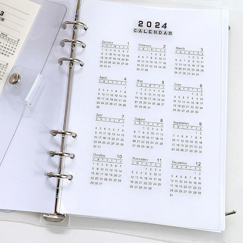 

2024 Calendar Divider A5 A6 Loose Leaf PP Notebook Planner Index Sheet Binder Category Planner Inner