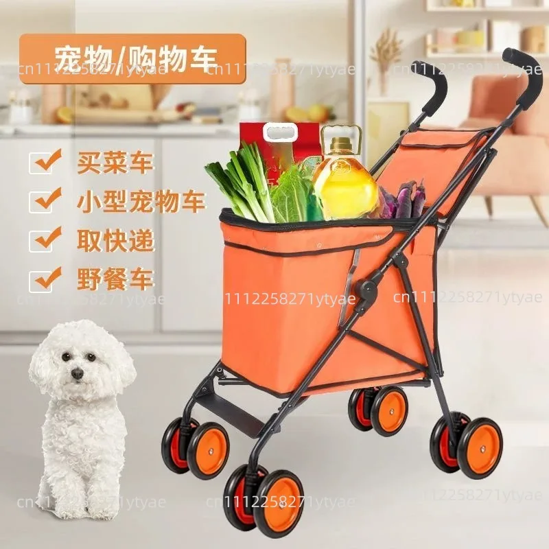 Portable Foldable Hand Pull Cart Multifunctional Shopping Trolley For  Stall Express Delivery
