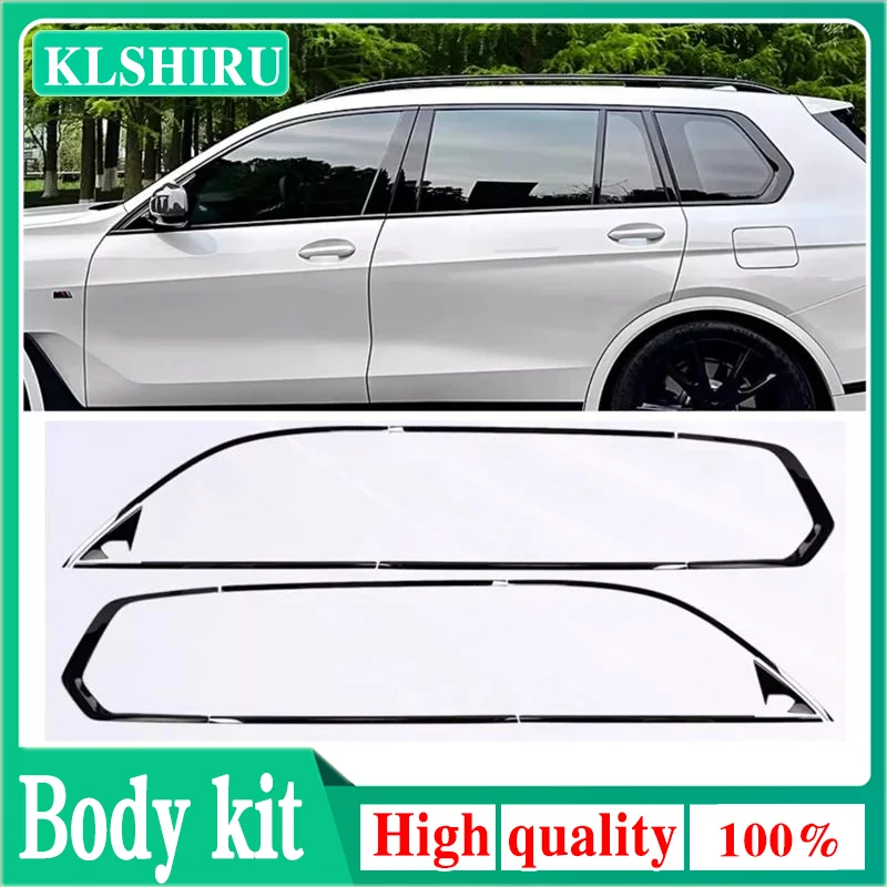 

Black Steel shchcg Window Molding Frame Strips Trim Cover For BMW X7 G07 2019-2023